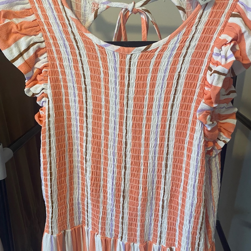 A New Day Fit & Flare coral stripped maxi sundress